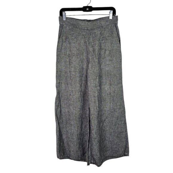 CATHERINE MALANDRINO Wide Leg Linen Pants GRAY size S Boho Casual Coastal Chic - Picture 1 of 6